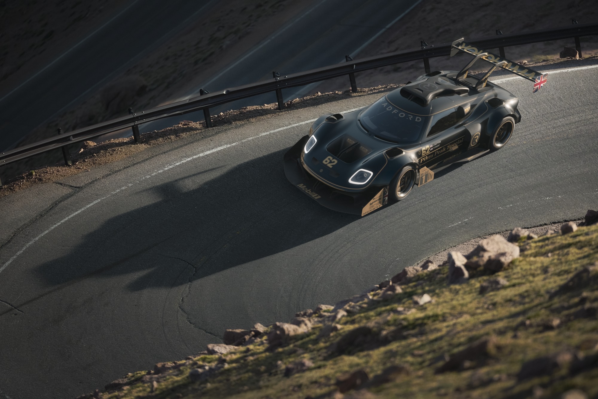 A glimpse of what the black and gold Radford Motors Type 62-2 Pikes Peak Edition 2023