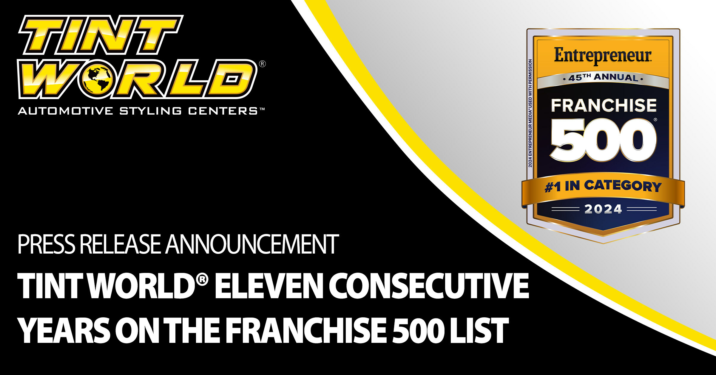 Tint World Ranked a Top Franchise for Entrepreneur’s 45th annual 2024 Franchise 500
